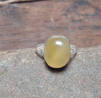 Natural Yellow Agate Ring,Bohemian Ring,925 Sterling Silver Ring,Vintage Ring