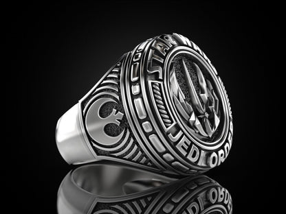 Star Trek Star Wars Jedi Order 925 Silver Vulcan Biker Ring US5-15 Unisex Ring