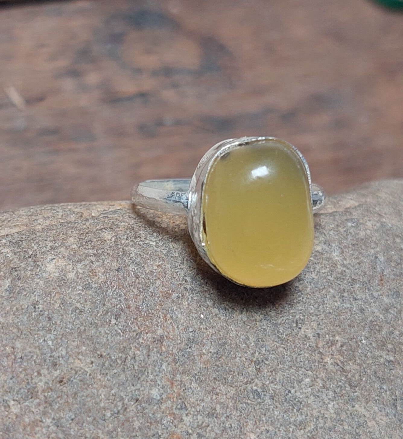 Beautiful Unique Vintage Oval Yellow Agate Ring,925 Sterling Silver Agate Ring
