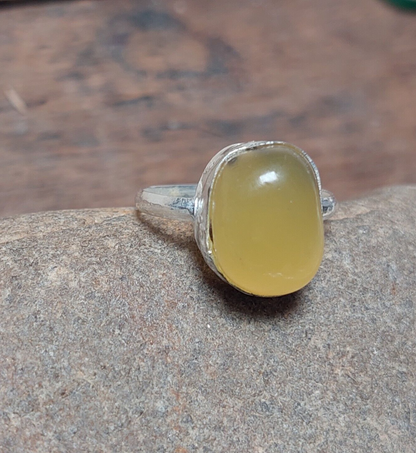 Beautiful Unique Vintage Oval Yellow Agate Ring,925 Sterling Silver Agate Ring