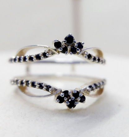 Black Sapphire Eternity Wedding Ring 925 Silver Women Gift Eternity Ring Us5~ 15
