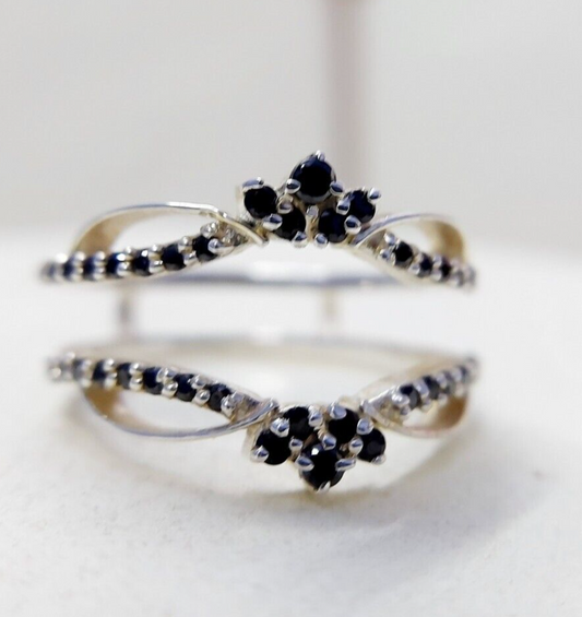 Black Sapphire Eternity Wedding Ring 925 Silver Women Gift Eternity Ring Us5~ 15