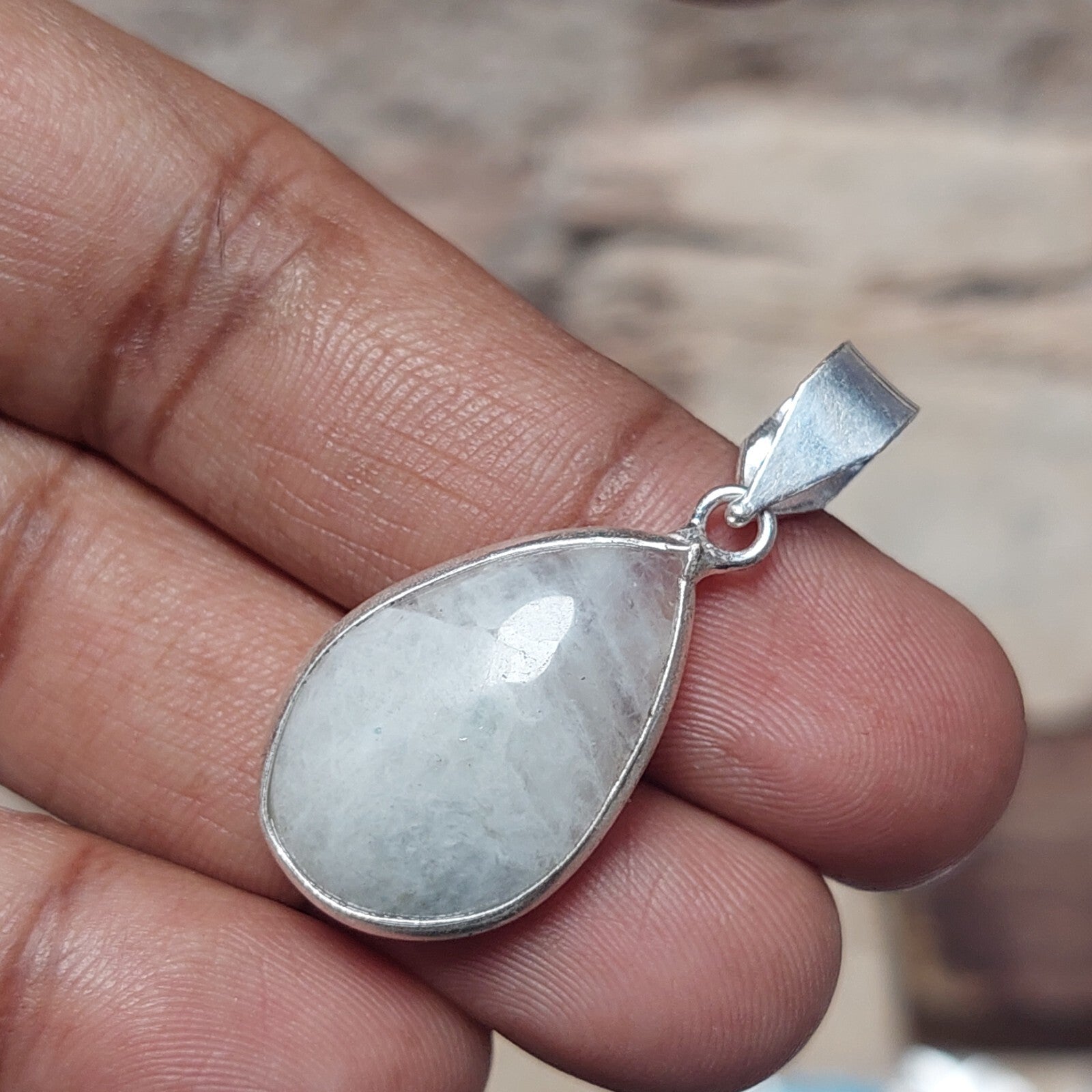 925 Sterling Silver Pear White Agate Pendant,Engagement Gift,Pendant For Love