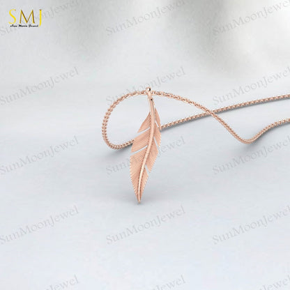 Fine Silver Wing Pendant Mens Wing Necklace Gold Feather Pendant Leaf Necklace