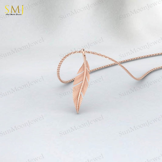 Fine Silver Wing Pendant Mens Wing Necklace Gold Feather Pendant Leaf Necklace