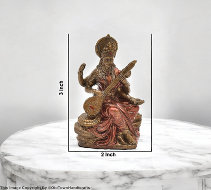 Handcrafted Saraswati Ji Idol Polyresin Saraswati Ji Sculpture for Pooja Room