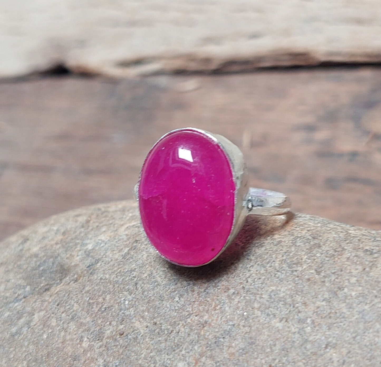 Pink Agate Gemstone Ring Oval Pink Agate Ring 925 Silver Handmade Women Ring