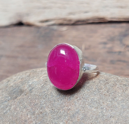 Pink Agate Gemstone Ring Oval Pink Agate Ring 925 Silver Handmade Women Ring