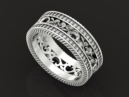 925 Silver CZ Curved Wedding Band Ring Elegant Stackable Women Men Ring US5-15