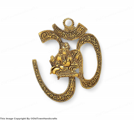 Brass Om Ganesha Wall Hanging Handmade Spiritual Wall Decor for Home Office Gift