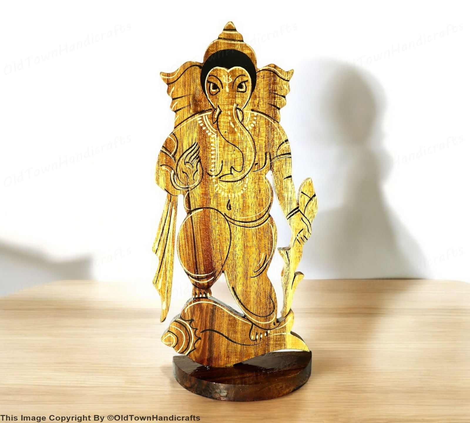 Wooden Ganesh Handicraft Showpiece Ganesha Hand Carved Table Decor Gift For Him