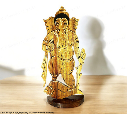 Wooden Ganesh Handicraft Showpiece Ganesha Hand Carved Table Decor Gift For Him