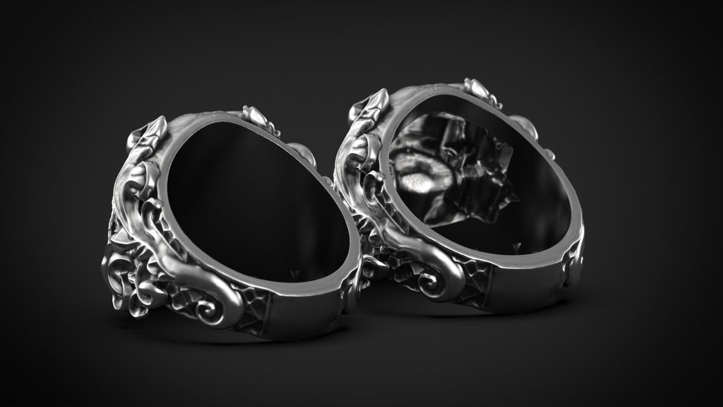 Vintage 925 Silver Skull Ring Bold Unique Handmade Biker Jewelry Ring US5~15