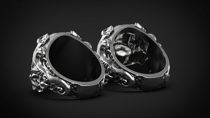 Vintage 925 Silver Skull Ring Bold Unique Handmade Biker Jewelry Ring US5~15