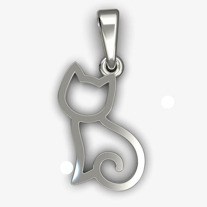 Silver Cat Pendant Cute Animal Cat Necklace Jewelry Women Gift Animal Charm