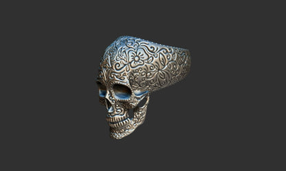 925 Silver Mexican Skull Ring Gothic Biker Unique Skull Head Rings For Men Women