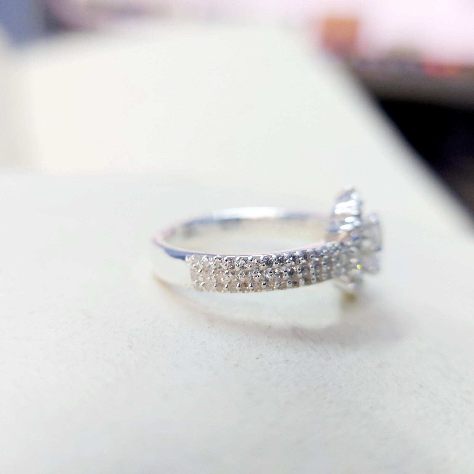 Halo Moissanite Flower Ring Lab Grown Silver Ring for Women Wedding Gift US5-15