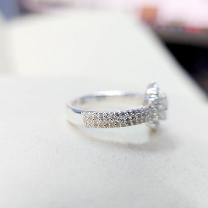 Halo Moissanite Flower Ring Lab Grown Silver Ring for Women Wedding Gift US5-15