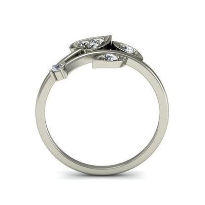 925 Silver Leaf Zircon Ring Dazzling White Cubic Zirconia Handmade Ring Us5~ 15