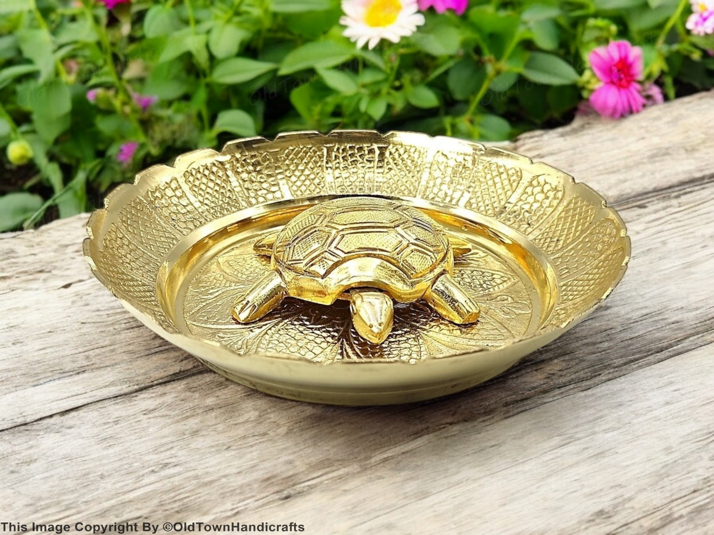 Vastu Feng Shui Brass Tortoise Plate Good Luck Career Health Home & Office