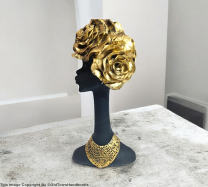 Resin African Flower Lady Showpiece Elegant Ethnic Decor Figurine Gift