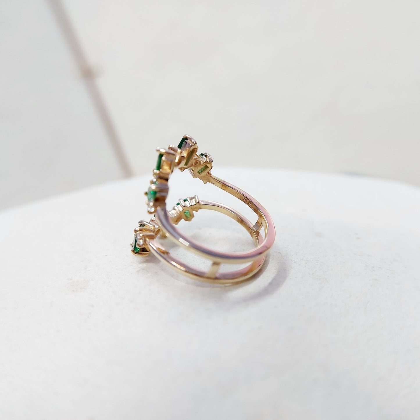 Emerald Baguette Ring Gemstone Set 925 Silver Ring Handmade Wedding Band US5~15