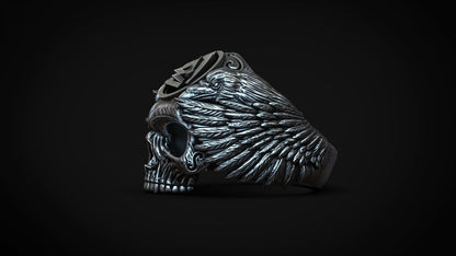 Viking Odin Ring Valknut Raven Skull Norse Warrior Band Silver Skull Ring US5~15