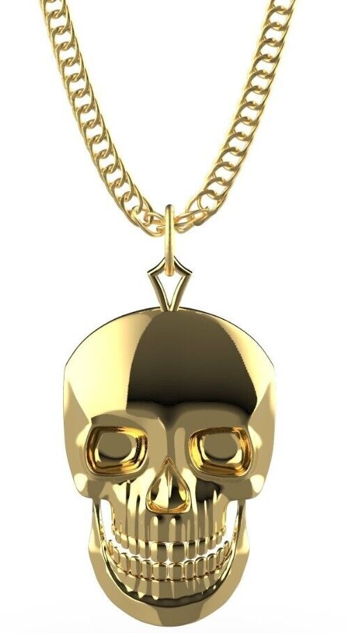 Handmade Brass Skull Pendant Halloween Gothic Jewelry Unisex Necklace Women Gift
