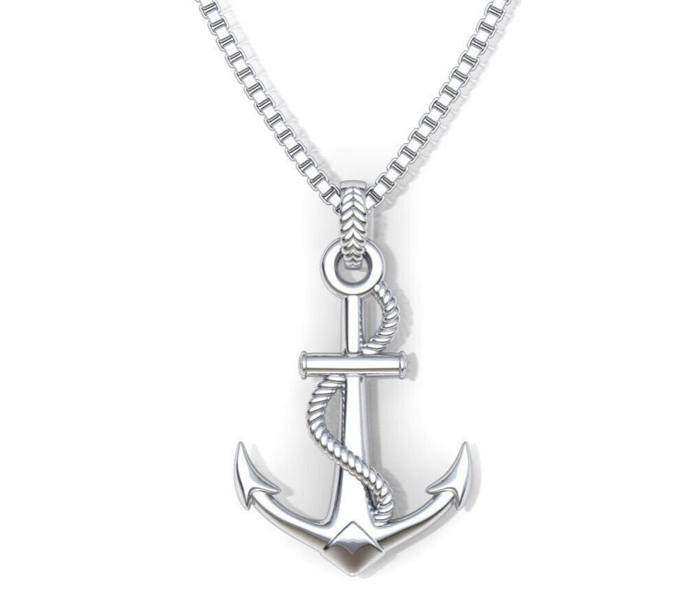 925 Silver Nautical Anchor Pendant Anchor And Rope Necklace For Men Women Gift