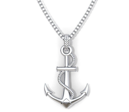 925 Silver Nautical Anchor Pendant Anchor And Rope Necklace For Men Women Gift