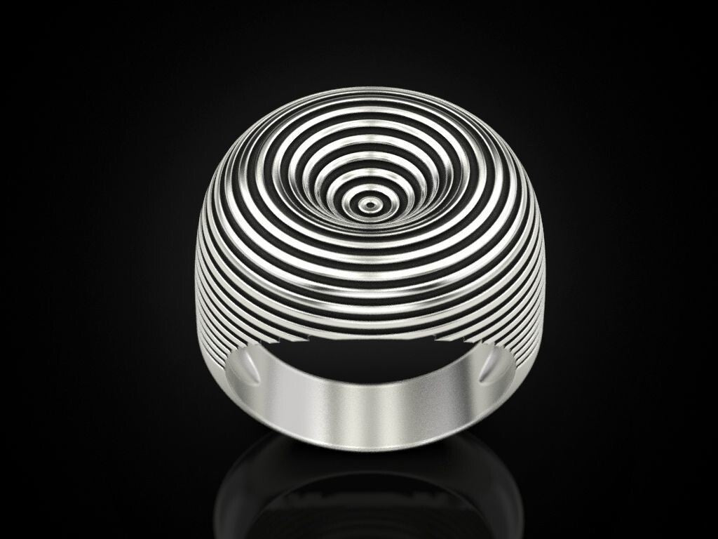 Hypnotic Spiral Ring Fine Silver Optical Illusion Statement Fashion Ring US5~15