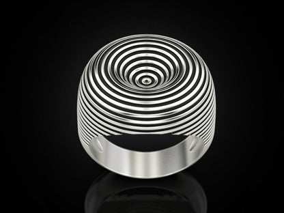 Hypnotic Spiral Ring Fine Silver Optical Illusion Statement Fashion Ring US5~15