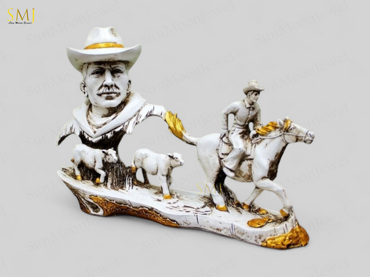 Cowboy with Horse Home Decor Showpiece Cowboy Statue Cowboy with Horse Gift