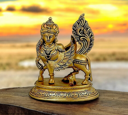 Handcrafted Brass Kamdhenu Cow Idol Gold Decorative Showpiece for Home Decor