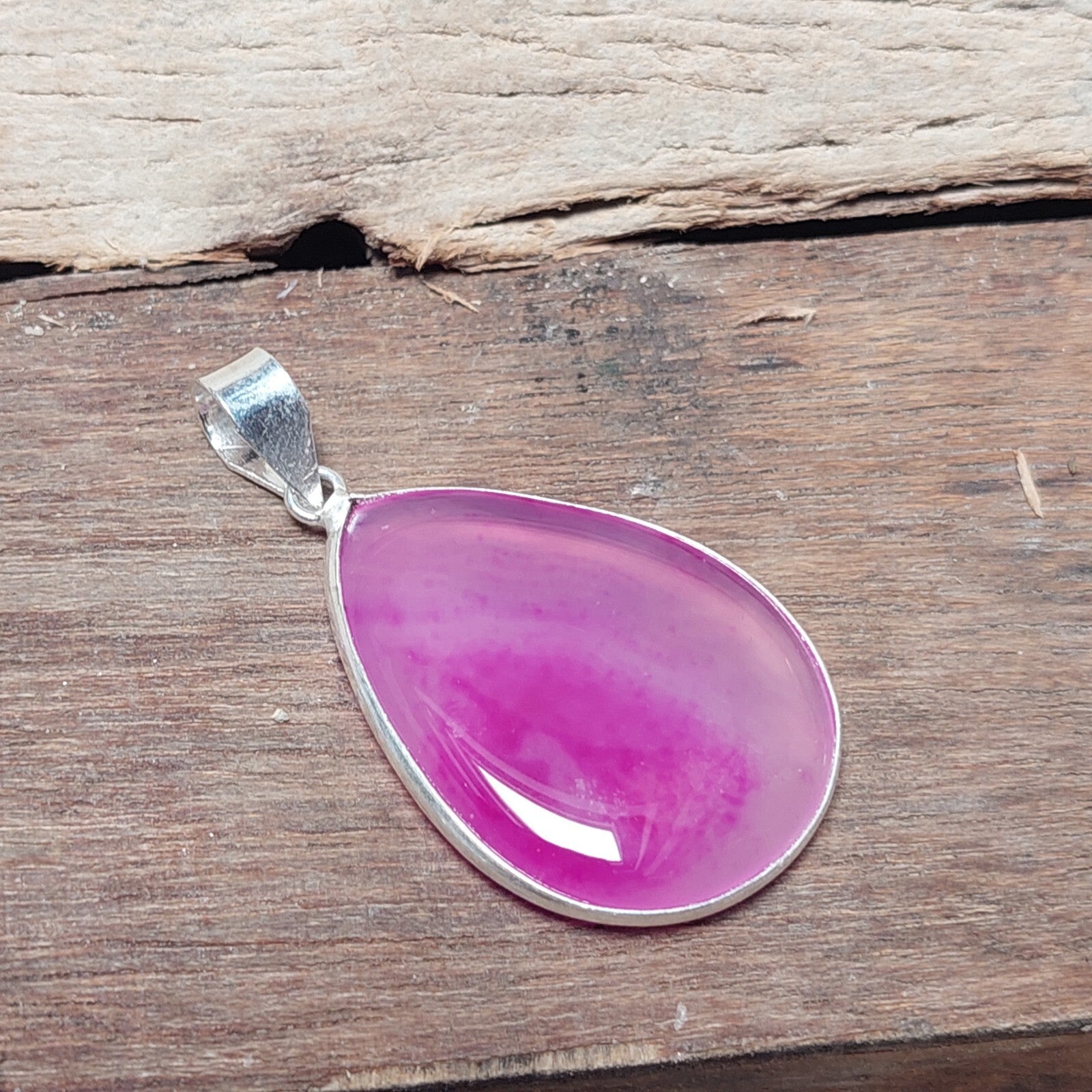 Natural Pink Banded Agate Gemstone Pendant Necklace 925 Sterling Silver Pendant