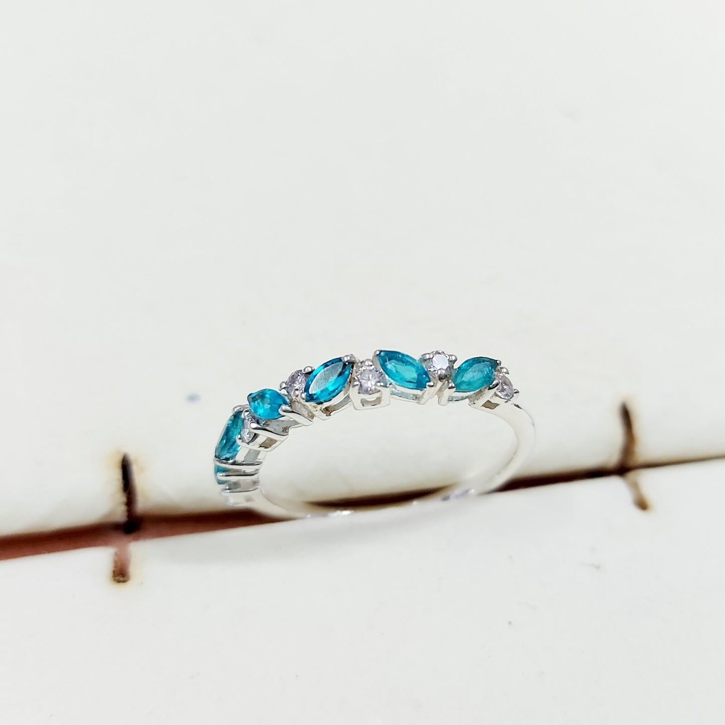 Marquise Blue Aquamarine CZ Cocktail Ring 925 Silver Elegant Design Ring US5 ~15