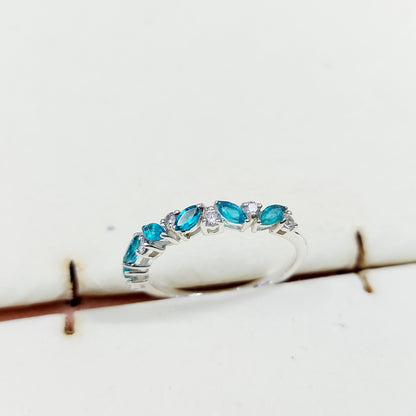 Marquise Blue Aquamarine CZ Cocktail Ring 925 Silver Elegant Design Ring US5 ~15