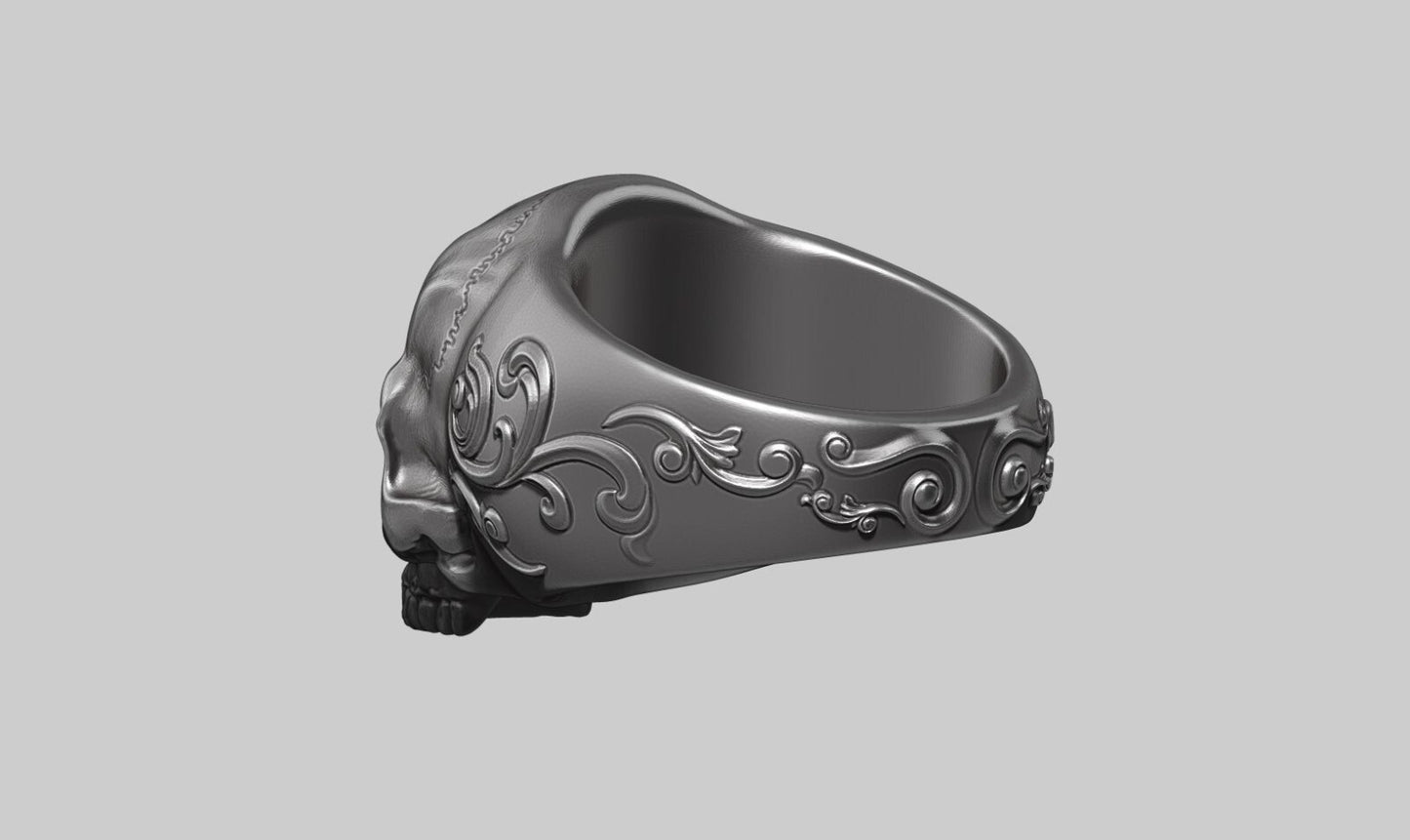 Silver Skull Ring Handmade Bold Gothic Heavy Biker Ring For Men Women US5~15