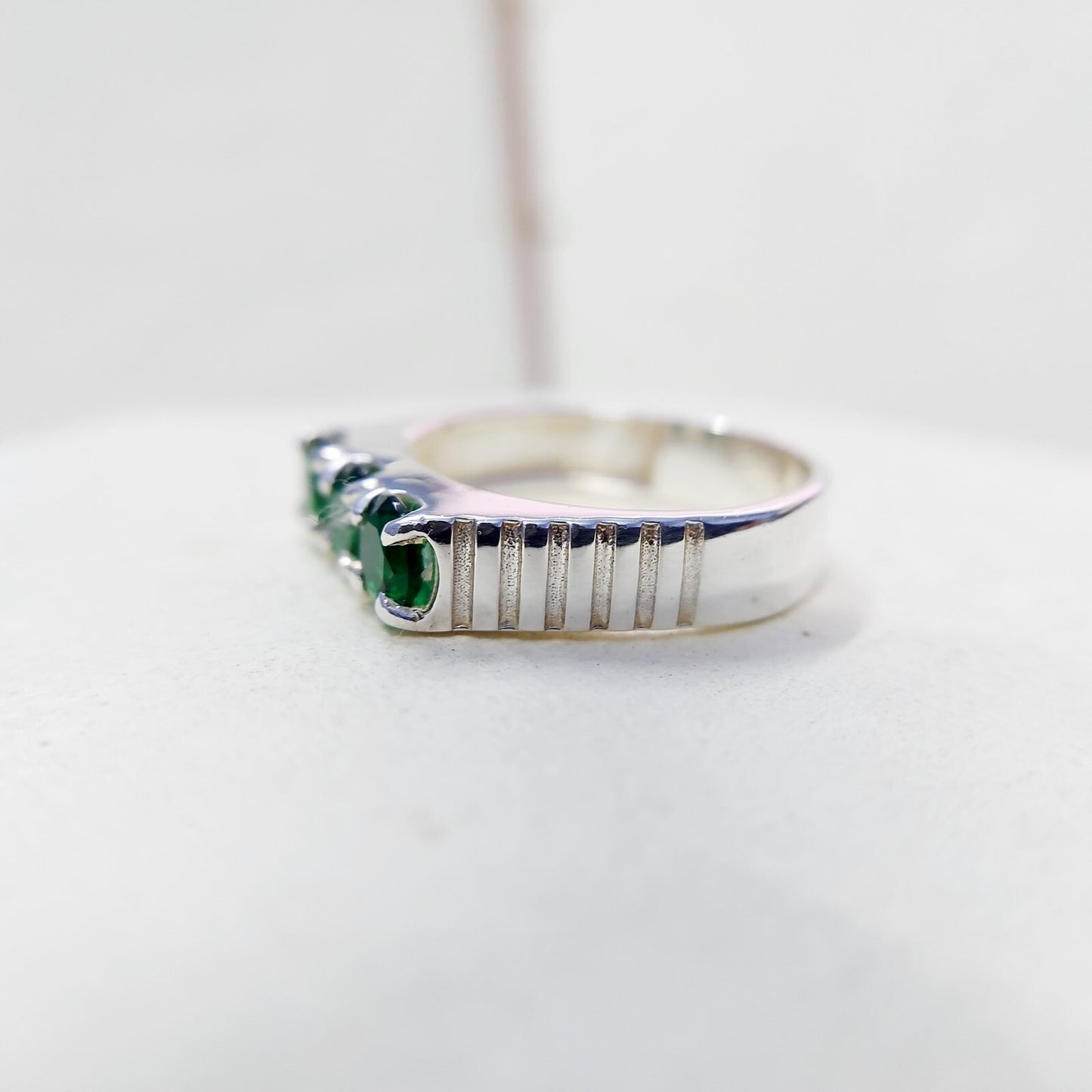 Round Cut Emerald Eternity Engagement Ring 925 Silver 3 Stone Women Ring Us5~ 15