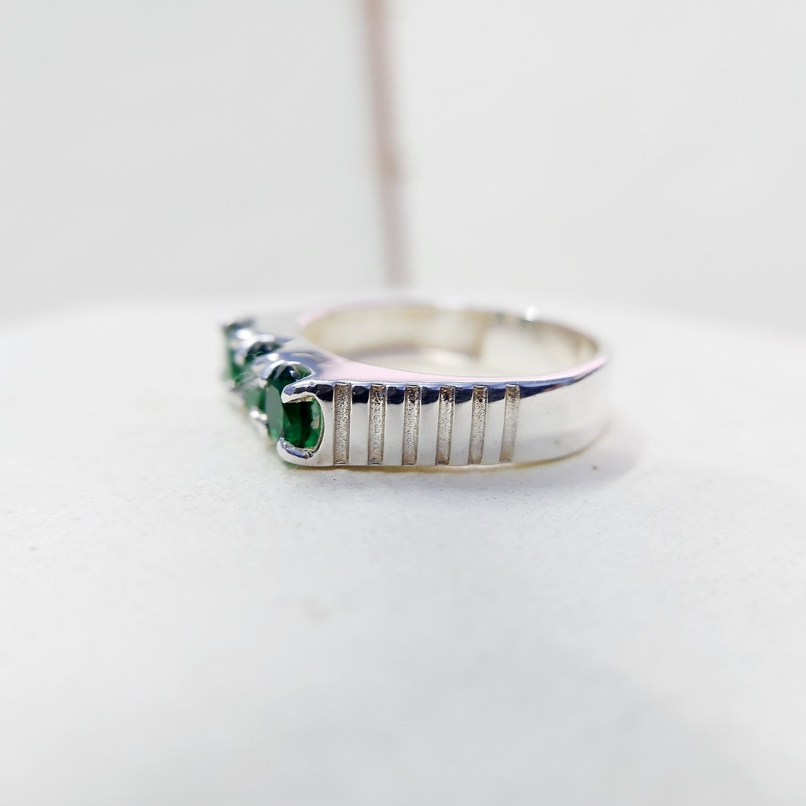 Round Cut Emerald Eternity Engagement Ring 925 Silver 3 Stone Women Ring Us5~ 15