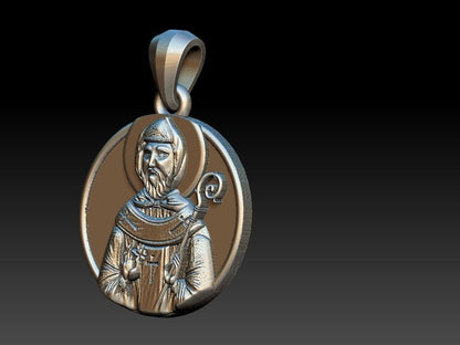 925 Sterling Silver Saint Patrick Pendant Necklace Catholic Medal Gift Men Women