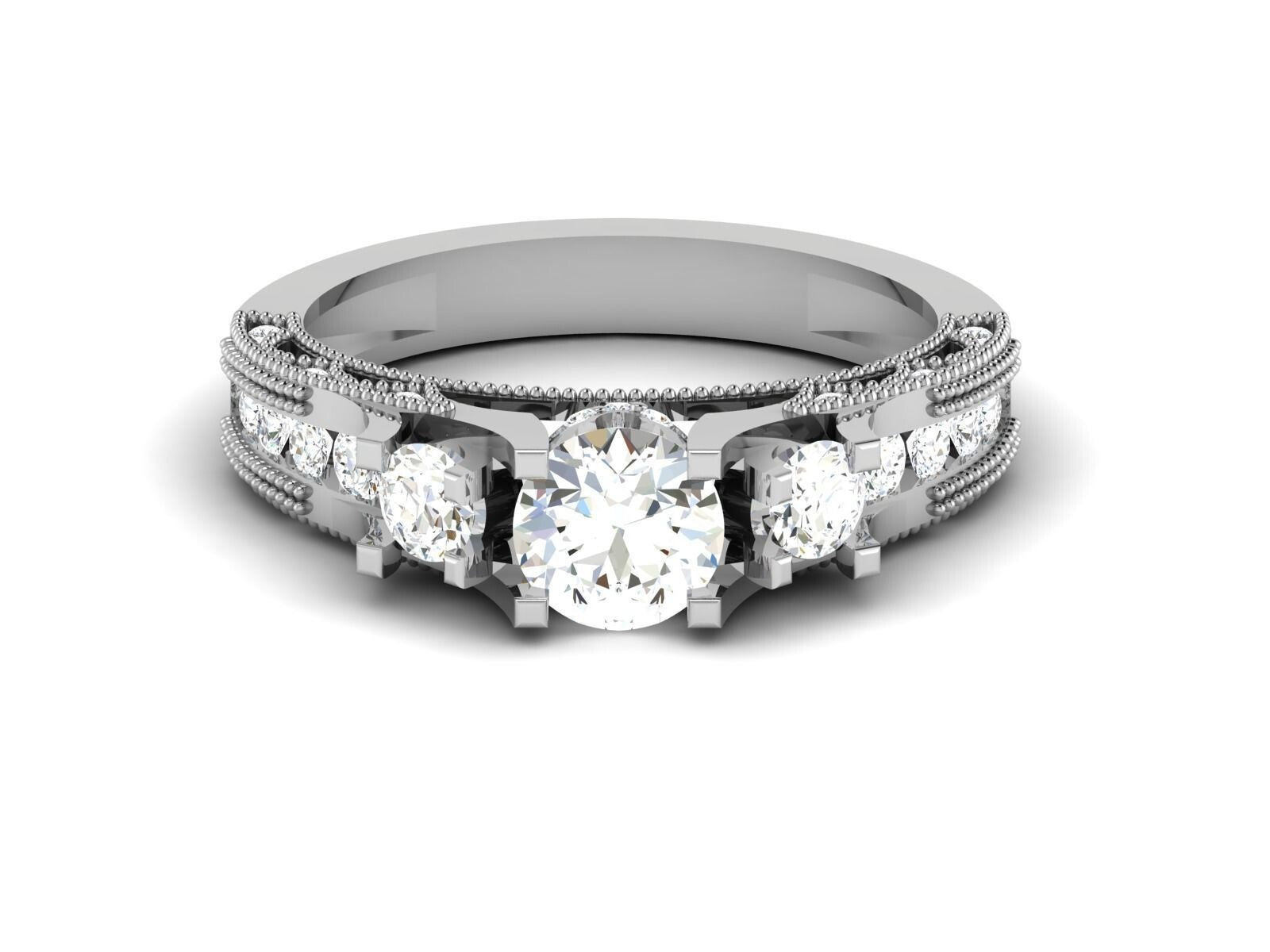 Round Moissanite Celtic Bridal Engagement Wedding Ring 925 Silver Ring US5~15