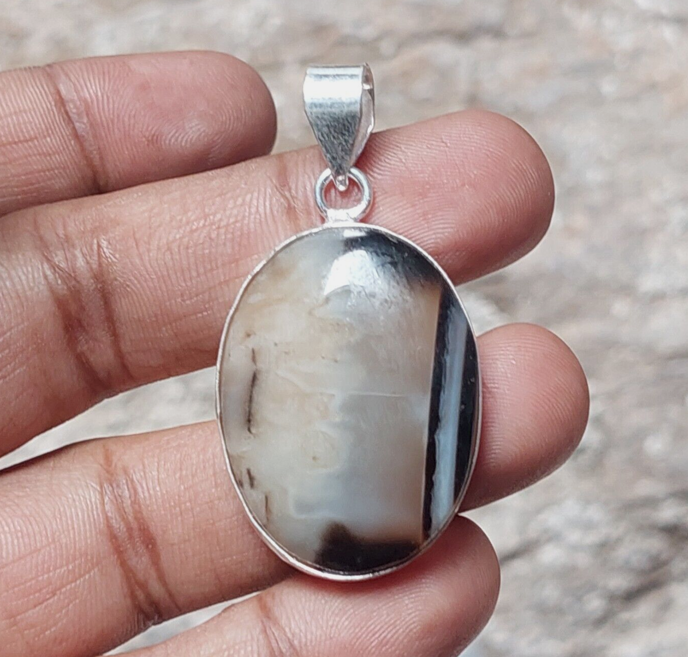 Natural Montana Agate Gemstone 925sterling Silver Boho Pendant Jewelry For Girls
