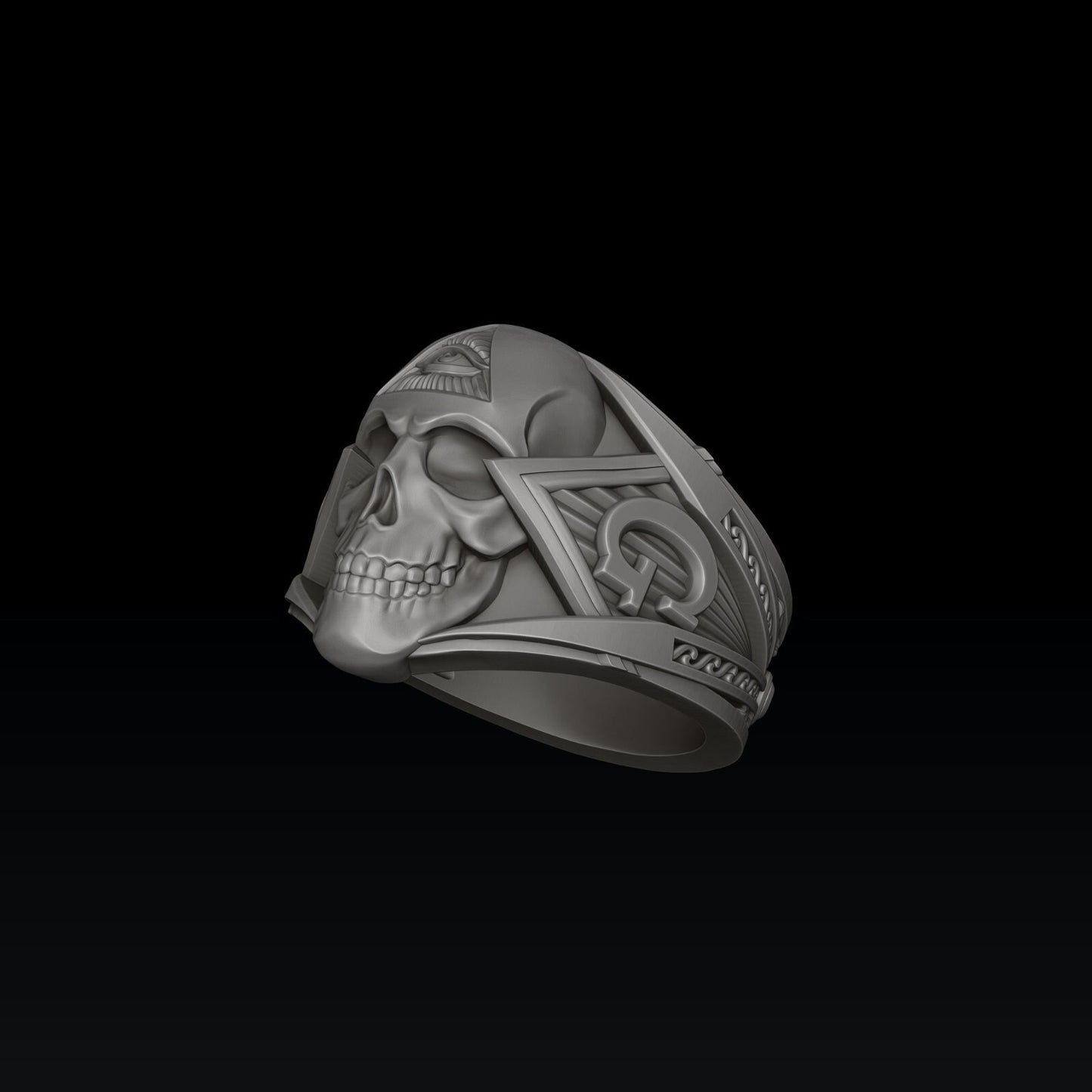 MENDEL Goth 925 Sterling Silver Masonic Skull Ring US5-15 Handmade Punk Biker