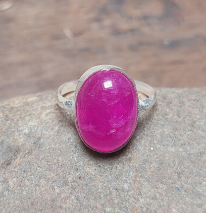 Pink Agate Slice Oval Ring,925 Sterling Silver Statement Ring,Handmade Jewelry