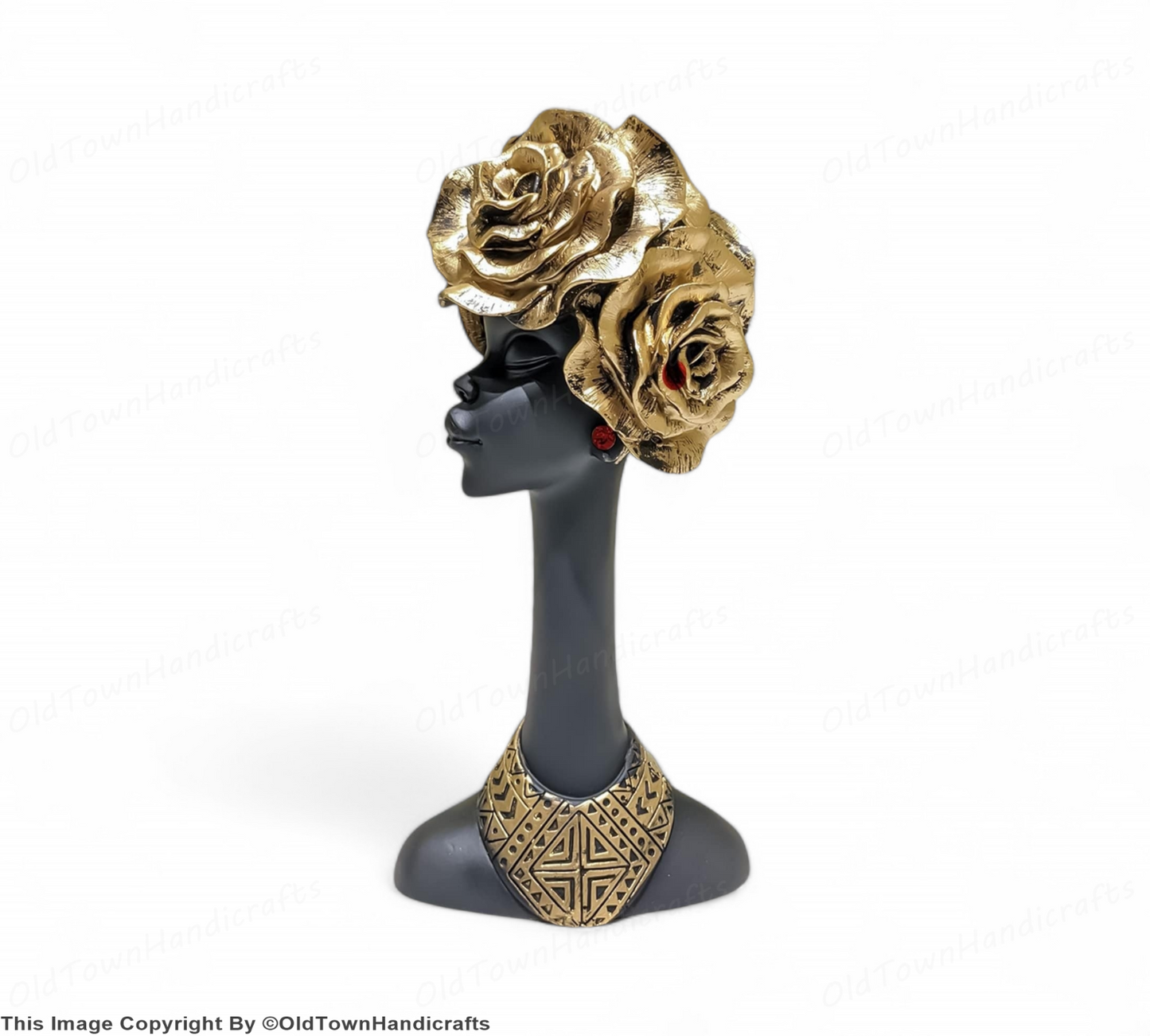 Resin African Flower Lady Showpiece Elegant Ethnic Decor Figurine Gift