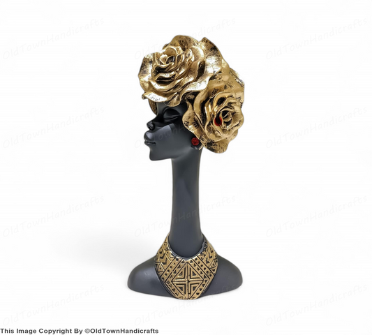 Resin African Flower Lady Showpiece Elegant Ethnic Decor Figurine Gift
