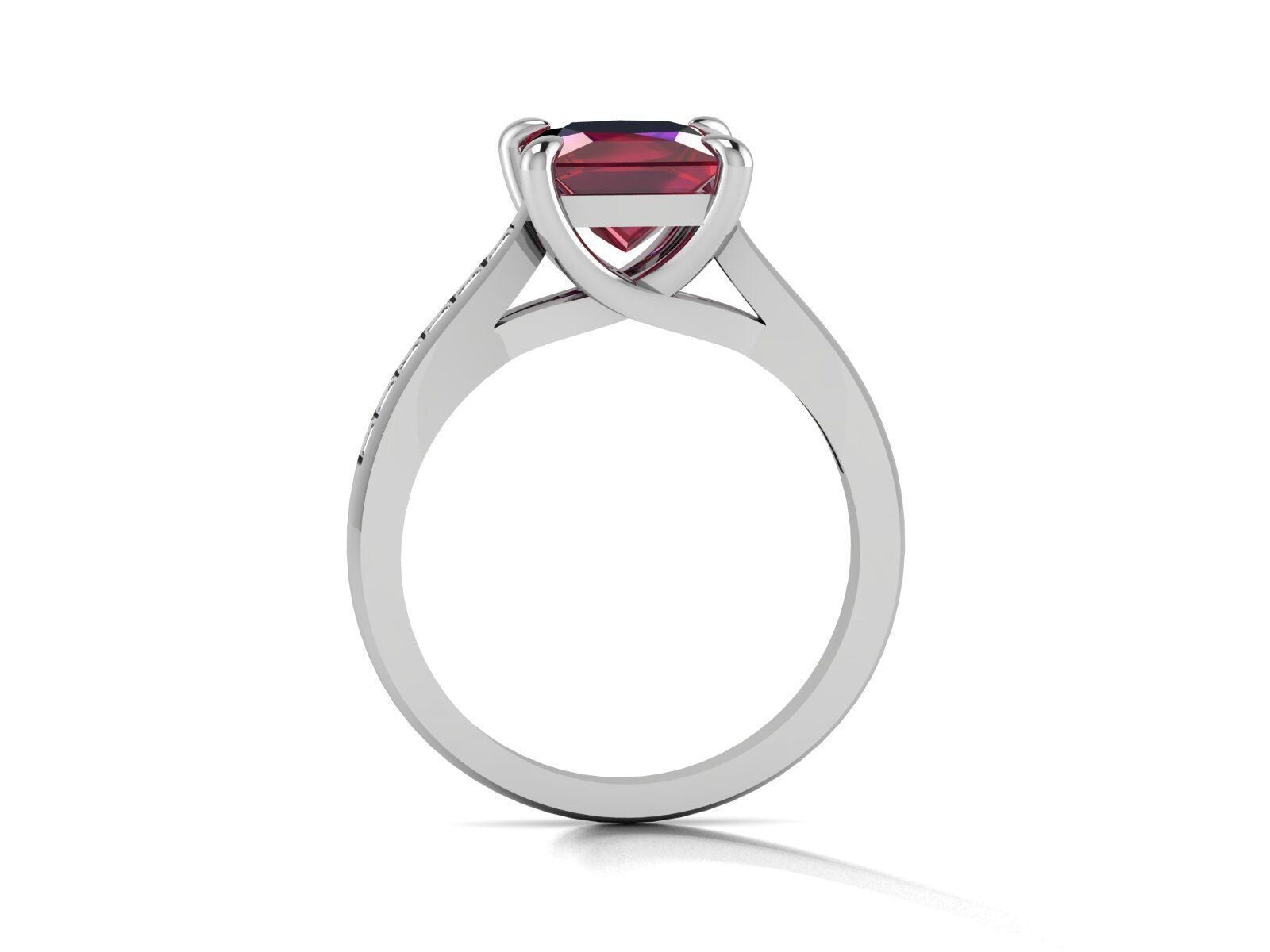 Ruby Princess Cut CZ Lab Grown Diamond Engagement Ring Women Friend Gift US5-15