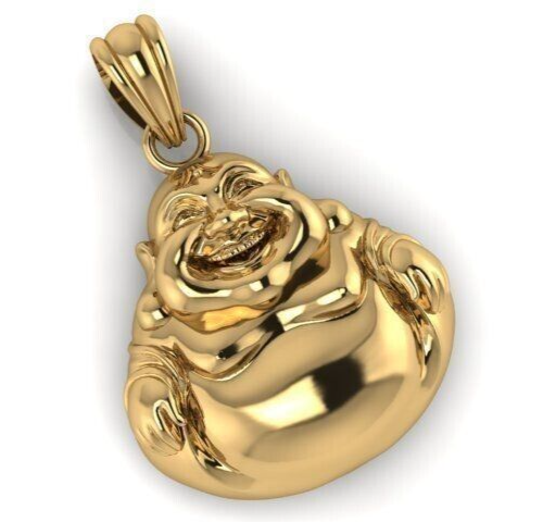 Vintage Brass Laughing Buddha Pendant Spiritual Yoga Charm Antique Brass Jewelry
