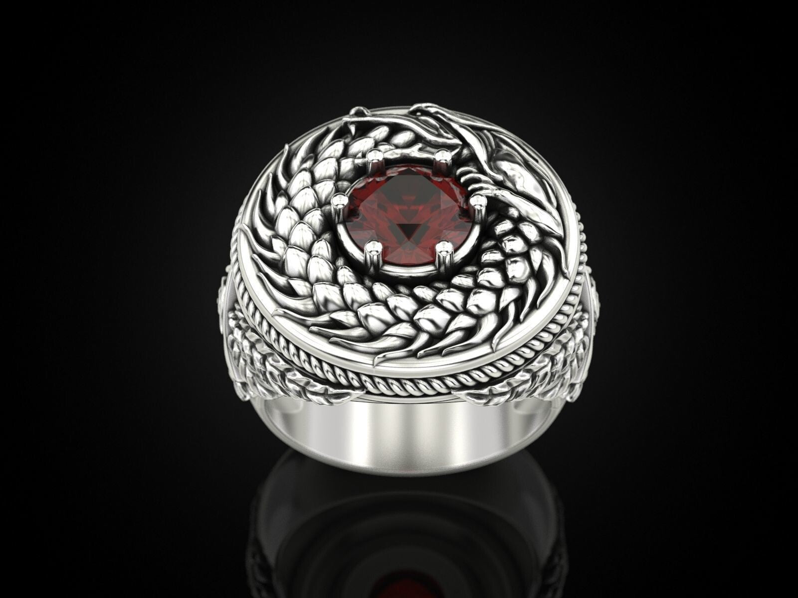 925 Sterling Silver Ouroboros Dragon Serpent Ring Handmade Ring Men Size 5-15